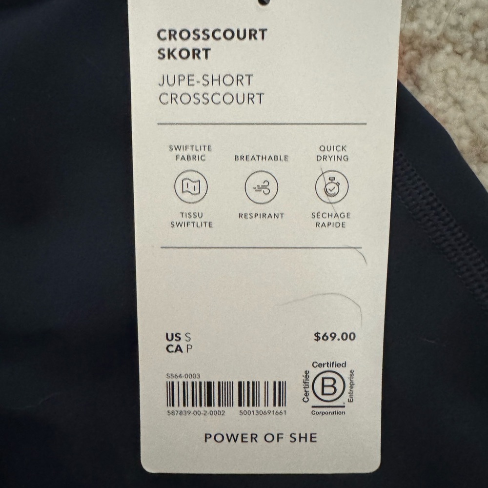 Athleta Dark Blue Crosscourt Skort NWT